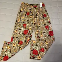 NWT Women's Cotton Floral Zebra Print Pants