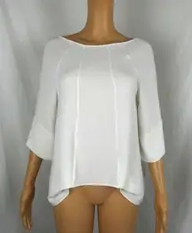 Versace Silk 1/2 Sleeve Blouse Asymmetrical Hem Ivory Size 40