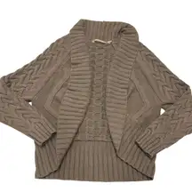 Soft Surroundings Cardigan Womens Petite Small Brown Sinclair Cable Knit Sweater