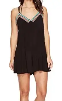 NWT Nanette Lepore Tribal Beat Romper Black Swim Coverup Size‎ S