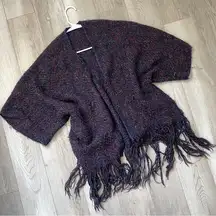 Vintage Fringe Cardigan Sweater womens Purple (one size) bohemian grunge shabby
