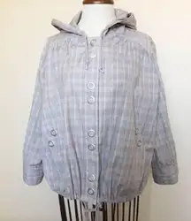 MNG Mango Tan Plaid‎ Light Hooded Jacket