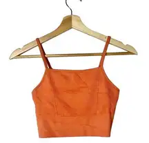 Boutique  Orange Ribbed Cropped Athletic Tank Top XS