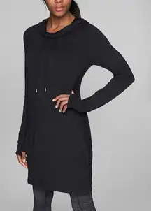 Athleta Cowl Neck Lounge Sweatshirt Dress Hooded Black XS Athleisure Stretchy