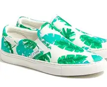 J.Crew  Canvas Tropical Palm Leaf Road Trip Chunky Slip On Sneaker