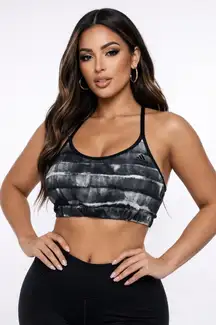 Adidas Women's Sports Bra Abstract Stripe Racerback Workout Fitness Black White