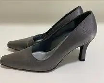 Stuart Weitzman slate gray‎ silver shimmer evening heels pumps size 6
