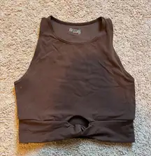 OFFLINE by Aerie brown cropped athletic tank top with little cut out in front