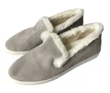 Birdies Women's 9.5 The Swift‎ Suede Faux Fur Lined Shoes Dove Gray Casual