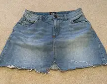 destroyed denim skirt