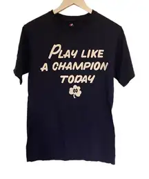 Majestic Notre Dame play like a champion navy blue short sleeve tshirt small