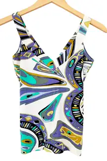 Emilio Pucci Firenze Purple Green Printed Tank Top Sz XS