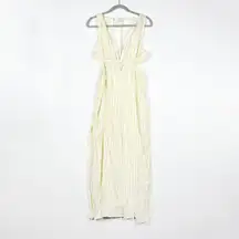 NEW L*Space Rafael Cotton Blend High Slit Cut Out Metallic Gold Cover Up Dress M