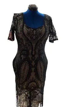 1920’s Black & Tan Flapper Dress with 5 Accessories Size‎ Large NEW WITH TAGS