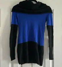 Saks Fifth Avenue Women’s Cowl Neck Blue & Black Cashmere Sweater