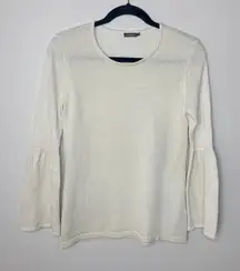 J. McLaughlin Small Gold Sparkle Bell Sleeve Sweater Designer Holiday‎ Metallic