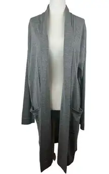 BCBGMaxazria Womens 100% Merino Wool Longline Cardigan in Grey Sz M | Soft Comfy