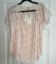 Matilda Jane Good Hart NWT Sweet Caroline Tie Dye - Women's Pink and White Top