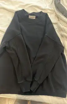 Aerie Black Waffle Crewneck