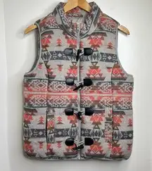 Ruff Hewn Southwest Aztec Vest Toggle Buttons and Zipper Closure Puffy Medium