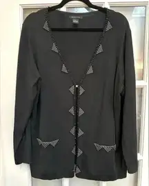 Vintage BCBGMAXAZRIA Y2K Beaded Crystal Sequin Formal Cardigan Plus Size 2X