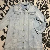 Susan Graver Regular light blue denim long Jean jacket‎ women’s size XLP