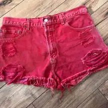 Levi Red Cut Off Denim Shorts 