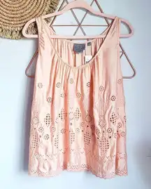 Anthropologie, New Vanessa Virginia Peach Sadie Swing Eyelet Tank Top Size 12