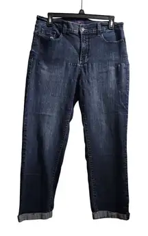 NYDJ Crop Jeans Dark Wash Lift Tuck‎ Technology Denim Blue Size 8