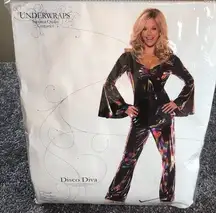 Underwraps Disco Diva Adult Costume Womens LARGE Bell Sleeve Top & Pants NEW!