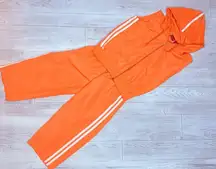 Vinatge retro east west orange track suit sleeveless hooded shirt cropped pant m