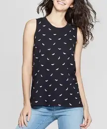 NWT Black White Bat Tank Top Tee Goth Gothic New