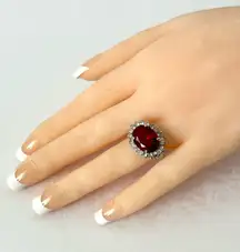 Red Cocktail Ring, Size 7