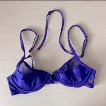 Savage X Fenty purple satin and lace trimmed balconette bra 32A