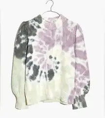 Madewell Tie-Dye Puff-Sleeve Sweater (Sz L) Textured Cotton Mockneck
