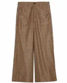 Ganni Merkel Glen Plaid Wide Leg Silk & Wool Pants