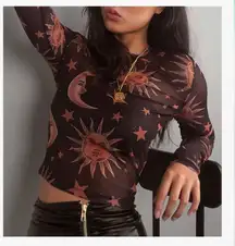 Corvelia Women's Chic Transparent Long Sleeves Sheer Top