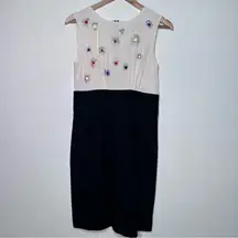 Trina Turk Beaded Silk Bodice Sleeveless Wool Blend Dress Size 4