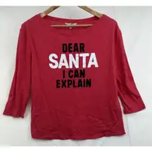 Victorias Secret Womens Size XL "Dear Santa I Can Explain" 3/4 Sleeve Top New