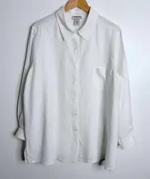 VTG‎ Bridgewater Studio Women 100% Linen White Long Sleeve Button Down Blouse 1X