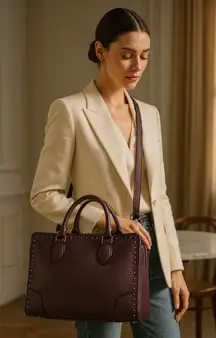 Vintage Rebecca Minkoff Pebbled Leather Structured Crossbody Bag Plum Purple