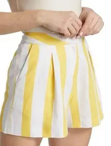 L’Agence Vittoria Linen Blend Shorts, Yellow & White Stripes Size 2 New w/Tag