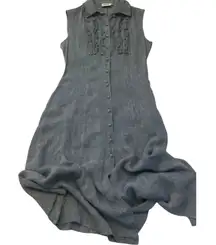 Infinitif Womens Gray Sleeveless Collared Sheath‎ Dress Size 9 40 - Linen