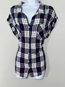 Jachs Girlfriend XXL Plaid Shirt Womens Roll Tab Sleeve‎ Button Down Top