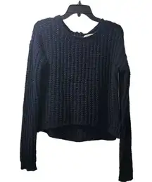 Abercrombie & Fitch Knit Pullover Sweater Half‎ Zip Cropped Black M
