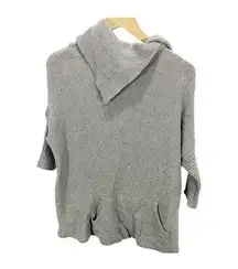 Anthropologie Womens Mystree Pullover Sweater Gray 3/4 Sleeve Knit Pockets S/M