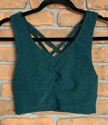 Zella Sports Bra Womens‎ XS Green Criss Cross Back Workout Athletic Crop Top