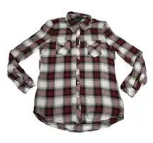 Romeo & Juliet Couture Plaid Lightweight Button Up Shirt Size S Hipster Western