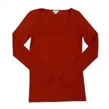 J. Crew Mercantile Long Sleeve Scoop Neck Burnt Orange Shirt Size Women's XXS