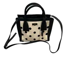 KATE SPADE SMALL MERIWETHER ELSIE STREET FABRIC BLACK/NATDOT POLKA DOT PURSE BAG